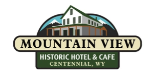 The Mountain View Historic Hotel and Café Centennial Wyoming Logo